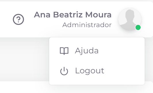 Menu do usuário.