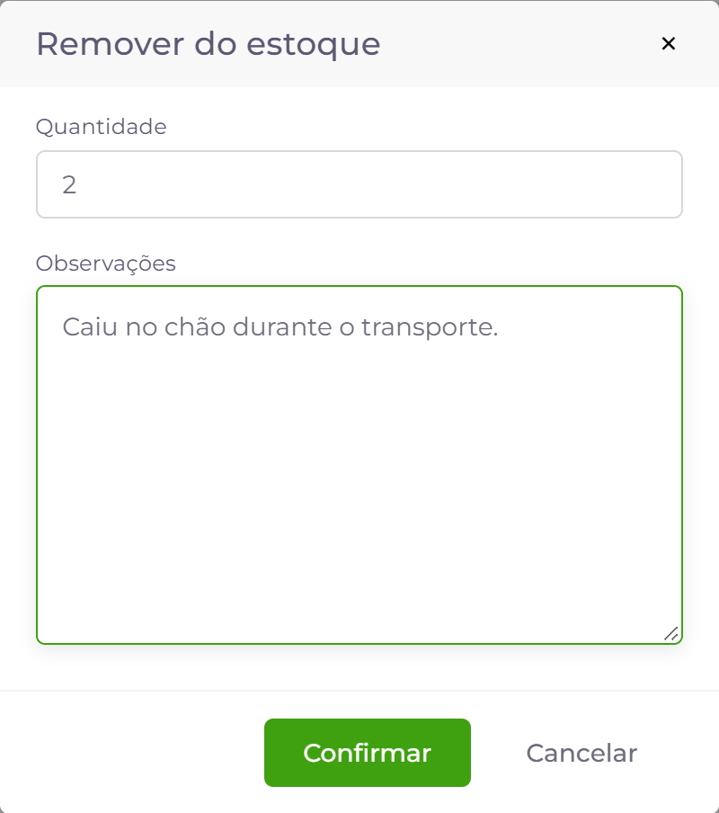 Baixa de duas unidades.